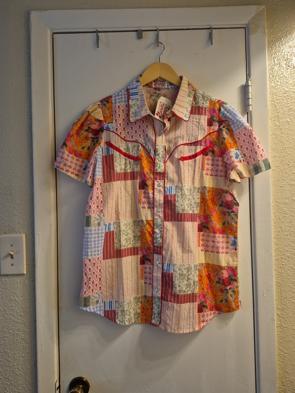 Patchwork Floral Short-Sleeve  Shirt - Multicolor